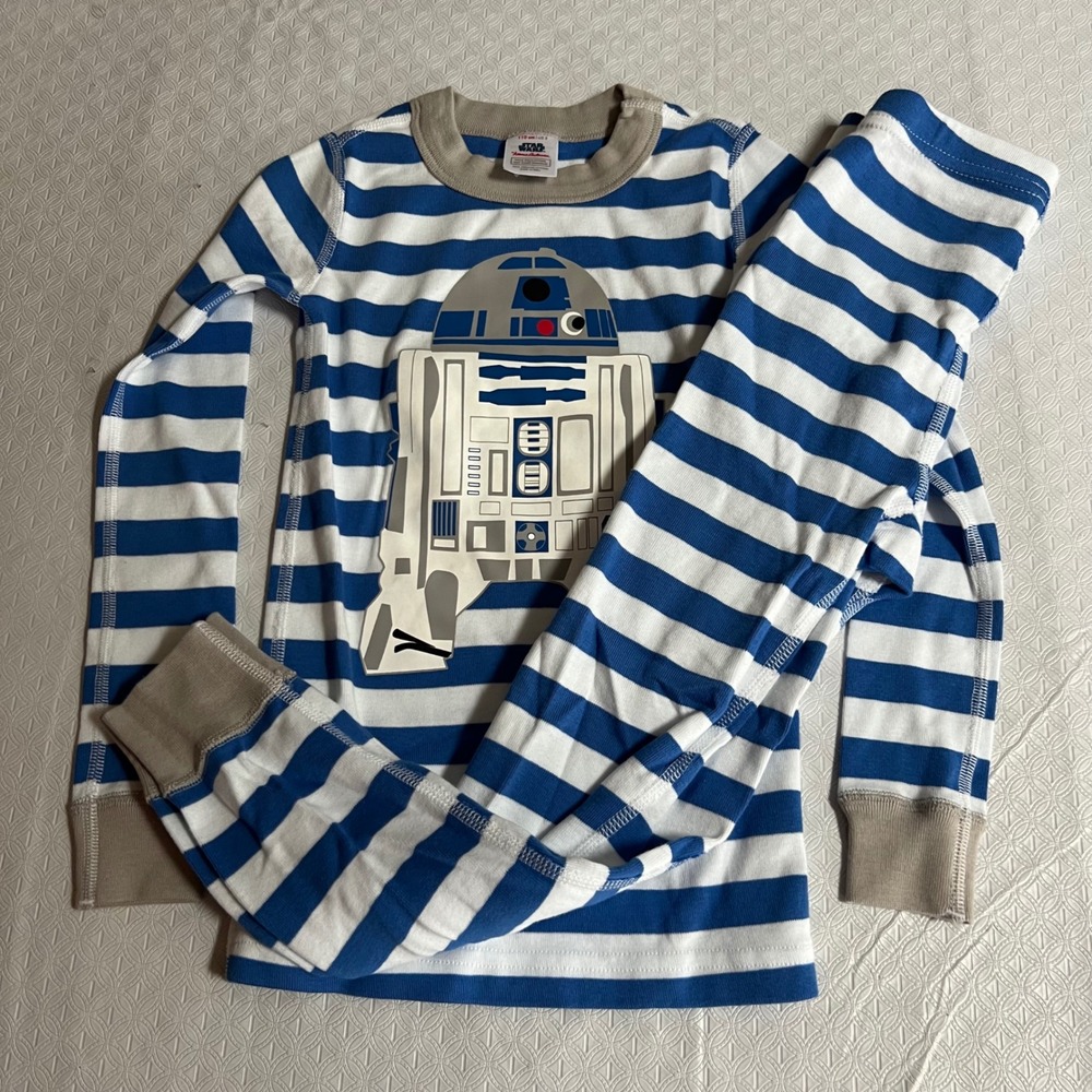 Hanna Andersson Star Wars R2-D2 Striped Organic Long John Pajama Set Kids 5 110
